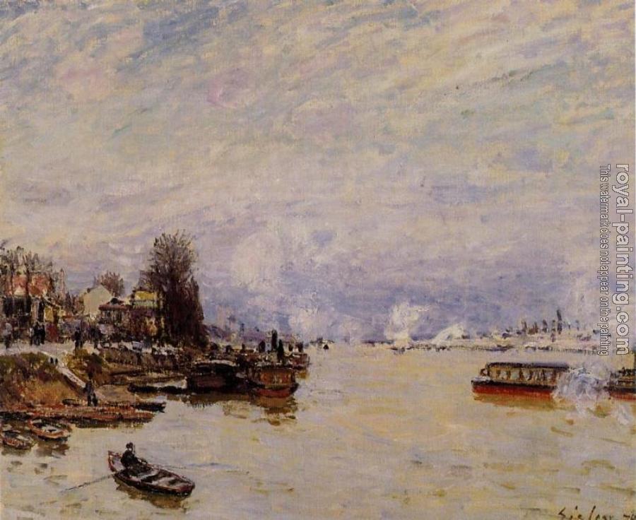 Alfred Sisley : The Seine, View from the Quay de Pont du Jour
